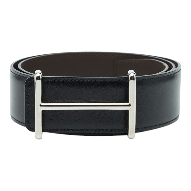 エルメス Hダンクル ロゴ バックルベルト サイズ 85 ブラック シルバー金具 レザー メンズ HERMES 【中古】