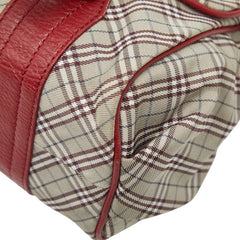 バーバリー ノバチェック ショルダーバッグ ベージュ レッド ナイロン レザー レディース BURBERRY 【中古】