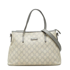 グッチ GGスプリーム トートバッグ ショルダーバッグ 2WAY 353440 ベージュ グレー PVC レザー レディース GUCCI 【中古】