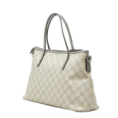 グッチ GGスプリーム トートバッグ ショルダーバッグ 2WAY 353440 ベージュ グレー PVC レザー レディース GUCCI 【中古】