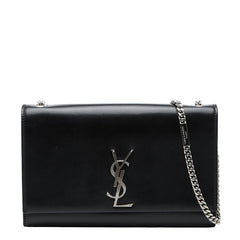 サンローラン YSLロゴ チェーン ショルダーバッグ 364021 カーキ レザー レディース SAINT LAURENT 【中古】