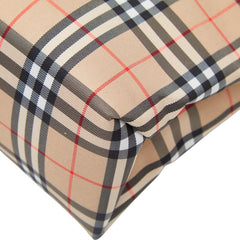 バーバリー ノバチェック ハンドバッグ トートバッグ ベージュ ブラック ナイロン レザー レディース BURBERRY 【中古】