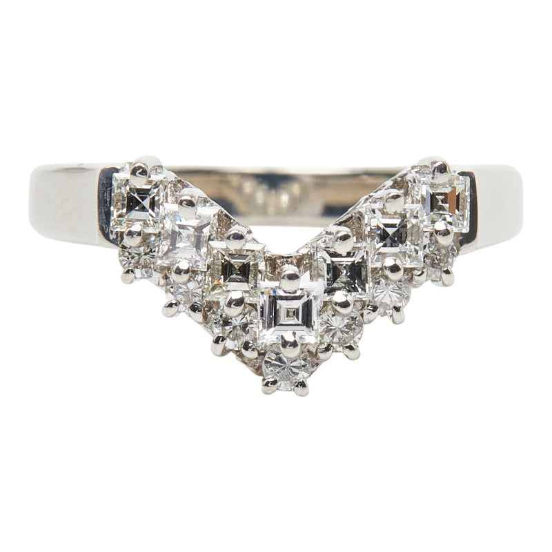 Pt900 プラチナ ダイヤ0.56ct V字リング リング 指輪 レディース 11.5号 【中古】