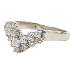 Pt900 プラチナ ダイヤ0.56ct V字リング リング 指輪 レディース 11.5号 【中古】
