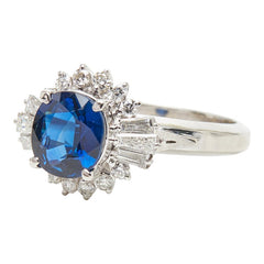 Pt900 プラチナ サファイア1.87ct ダイヤ0.35ct ダイヤ0.22ct リング 指輪 レディース 10号 【中古】