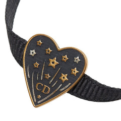 ディオール ロゴ ハート グログランリボン チョーカー ブラック ゴールド 金属 レディース Dior 【中古】