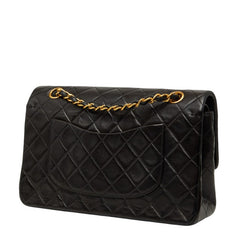 シャネル マトラッセ25 ココマーク チェーン ショルダーバッグ Wフラップ ブラック ラムスキン レディース CHANEL 【中古】
