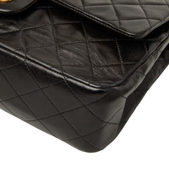 シャネル マトラッセ25 ココマーク チェーン ショルダーバッグ Wフラップ ブラック ラムスキン レディース CHANEL 【中古】