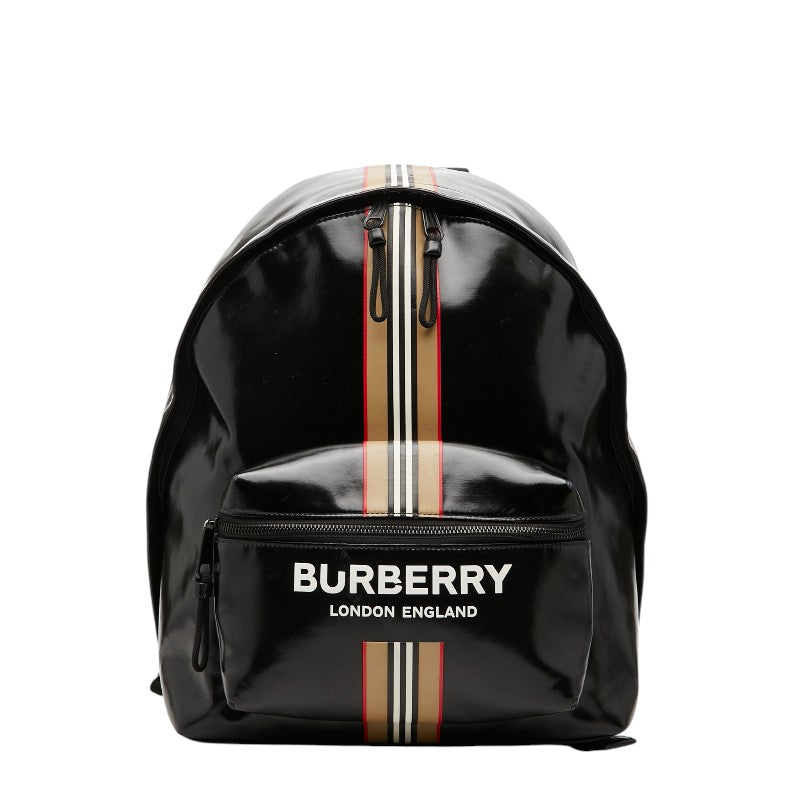 バーバリー ロンドン イングランド ロゴ リュック バックパック ブラック PVC レディース BURBERRY 【中古】