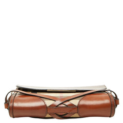 バーバリー ノバチェック 斜め掛け ショルダーバッグ ベージュ ブラウン キャンバス レザー レディース BURBERRY 【中古】