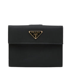 プラダ 三角ロゴプレート 二つ折り財布 ブラック ナイロン レディース PRADA 【中古】