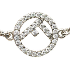 フェンディ エフイズ ロゴ チェーン ネックレス シルバー メタル キュービック・ジルコニア レディース FENDI 【中古】