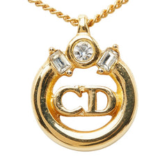 ディオール CDロゴ ペンダント ネックレス ゴールド メッキ ラインストーン レディース Dior 【中古】