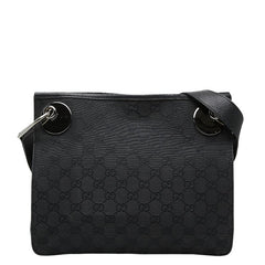 グッチ GGキャンバス 斜め掛け ショルダーバッグ 120841 ブラック キャンバス レザー レディース GUCCI 【中古】
