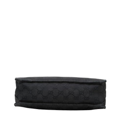 グッチ GGキャンバス 斜め掛け ショルダーバッグ 120841 ブラック キャンバス レザー レディース GUCCI 【中古】