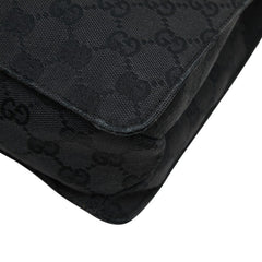 グッチ GGキャンバス 斜め掛け ショルダーバッグ 120841 ブラック キャンバス レザー レディース GUCCI 【中古】
