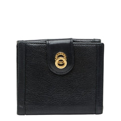 ブルガリ ドッピオンド ロゴ 二つ折り財布 ブラック レザー レディース BVLGARI 【中古】