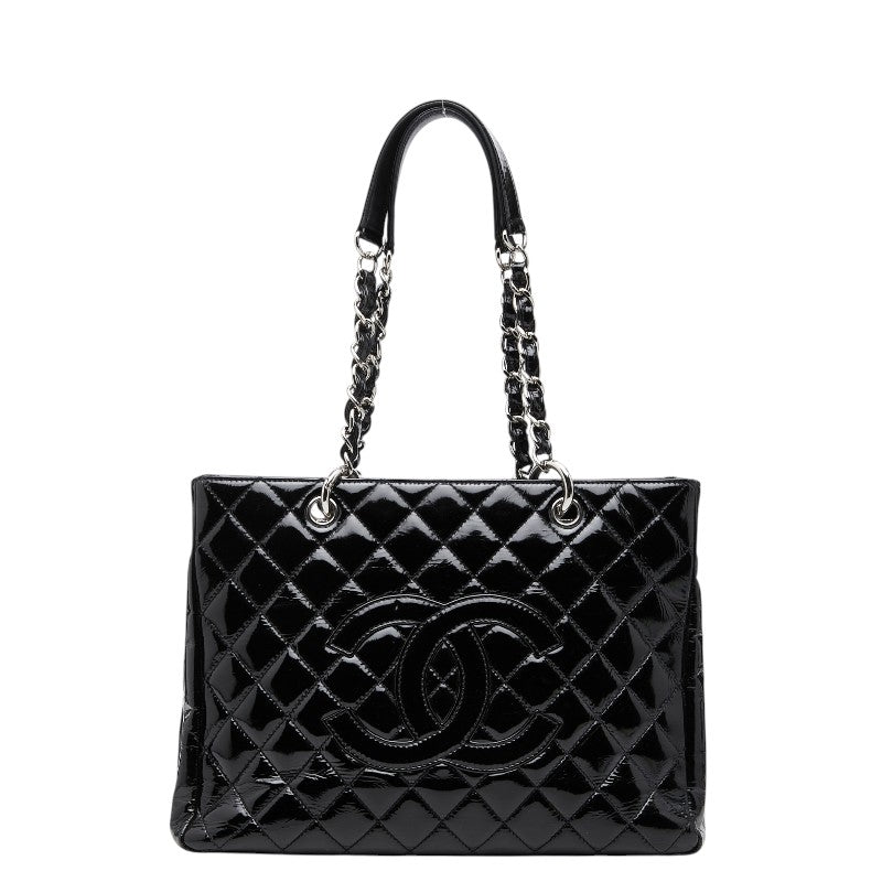 シャネル ココマーク GSTトート チェーン ショルダーバッグ ブラック パテントレザー レディース CHANEL 【中古】