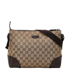 グッチ GGキャンバス 斜め掛け ショルダーバッグ 114273 ブラウン キャンバス レザー レディース GUCCI 【中古】