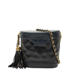 シャネル マトラッセ ココマーク タッセル チェーン ショルダーバッグ ネイビー ラムスキン レディース CHANEL 【中古】