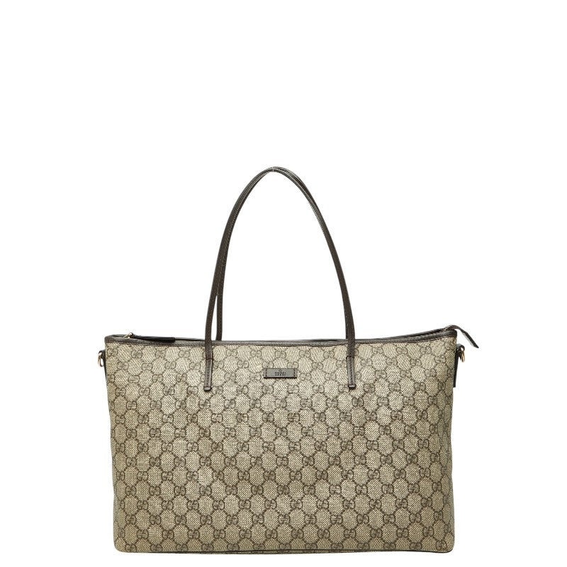 グッチ GGスプリーム トートバッグ ハンドバッグ 353437 ベージュ ブラウン PVC レザー レディース GUCCI 【中古】