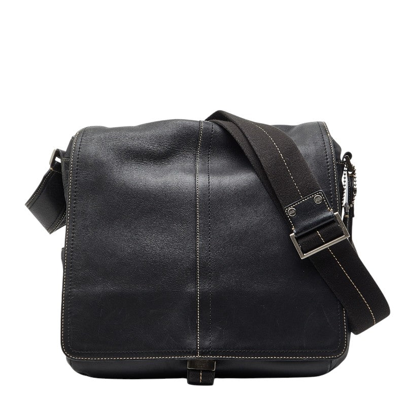 コーチ ショルダーバッグ メッセンジャーバッグ 斜め掛け F05A02 ブラック レザー メンズ COACH 【中古】