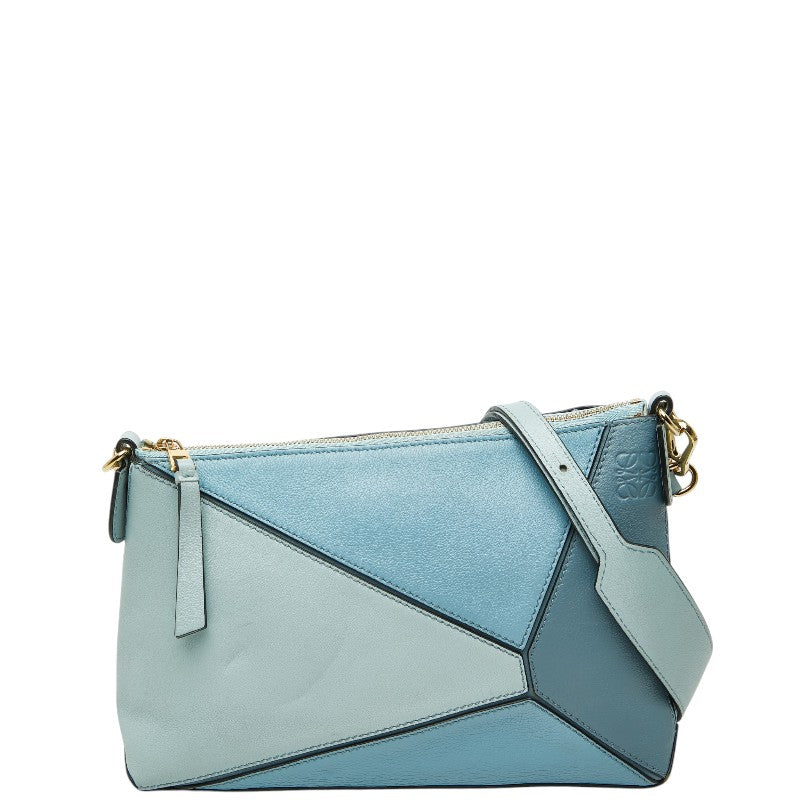 ロエベ アナグラム パズル ショルダーバッグ ブルー レザー レディース LOEWE 【中古】