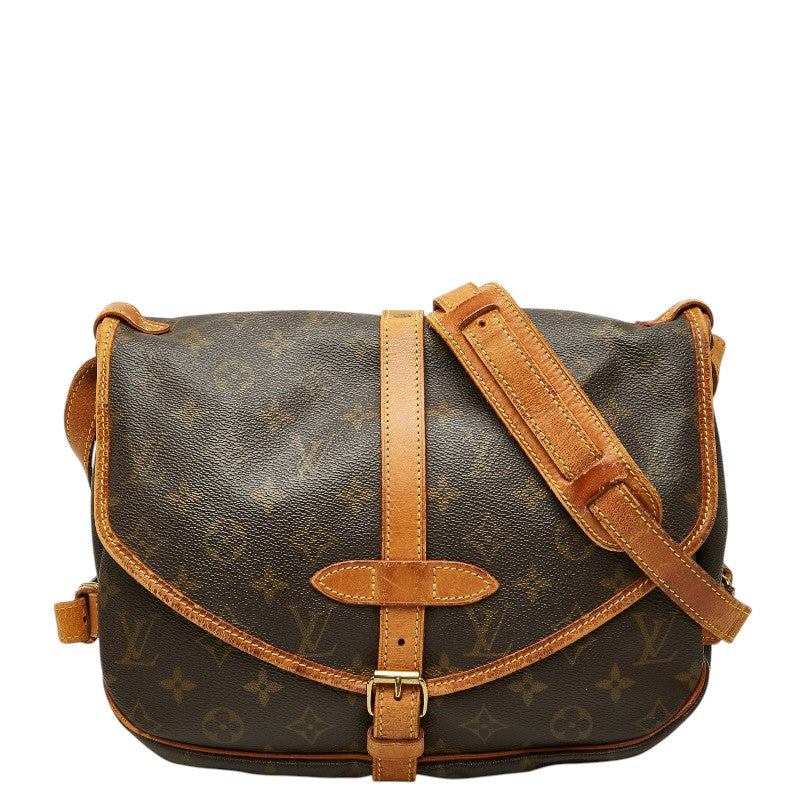 ルイ ヴィトン モノグラム ソミュール30 斜め掛け ショルダーバッグ M42256 ブラウン PVC レザー レディース LOUIS VUITTON 【中古】