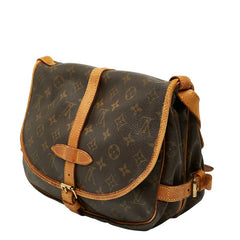 ルイ ヴィトン モノグラム ソミュール30 斜め掛け ショルダーバッグ M42256 ブラウン PVC レザー レディース LOUIS VUITTON 【中古】