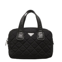 プラダ 三角ロゴプレート キルティング ハンドバッグ ショルダーバッグ 2WAY ブラック ナイロン レザー レディース PRADA 【中古】