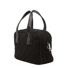 プラダ 三角ロゴプレート キルティング ハンドバッグ ショルダーバッグ 2WAY ブラック ナイロン レザー レディース PRADA 【中古】