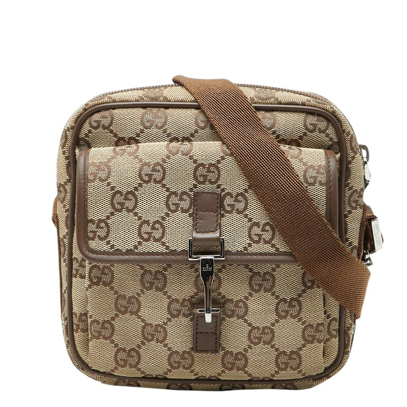 グッチ GGキャンバス 斜め掛け ショルダーバッグ 90470 ベージュ ブラウン キャンバス レザー レディース GUCCI 【中古】
