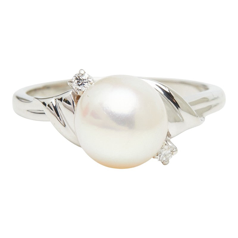ミキモト 真珠 Pt950 プラチナ アコヤパール8.3mm ダイヤ リング 指輪 レディース MIKIMOTO 12号 【中古】