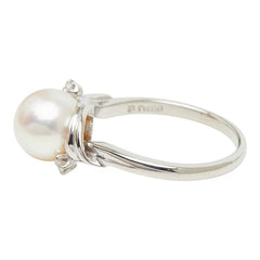 ミキモト 真珠 Pt950 プラチナ アコヤパール8.3mm ダイヤ リング 指輪 レディース MIKIMOTO 12号 【中古】