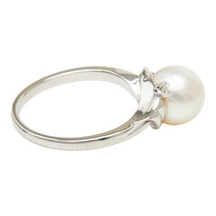 ミキモト 真珠 Pt950 プラチナ アコヤパール8.3mm ダイヤ リング 指輪 レディース MIKIMOTO 12号 【中古】