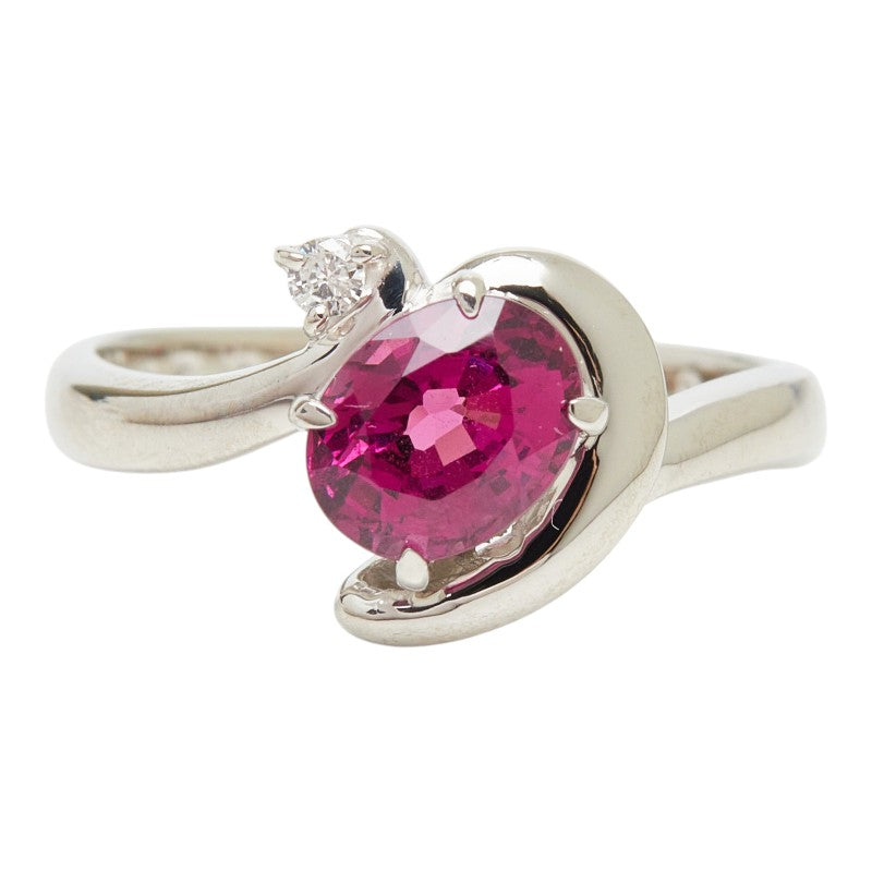 Pt900 プラチナ ガーネット1.32ct ダイヤ0.03ct リング 指輪 レディース 11号 【中古】