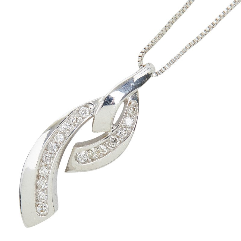 K18WG ホワイトゴールド ダイヤ0.15ct ペンダント ネックレス レディース 【中古】