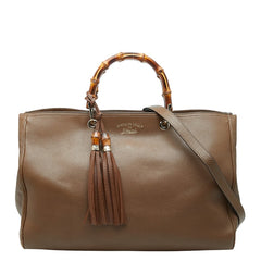 グッチ バンブー タッセル ハンドバッグ ショルダーバッグ 2WAY 323658 ブラウン レザー レディース GUCCI 【中古】