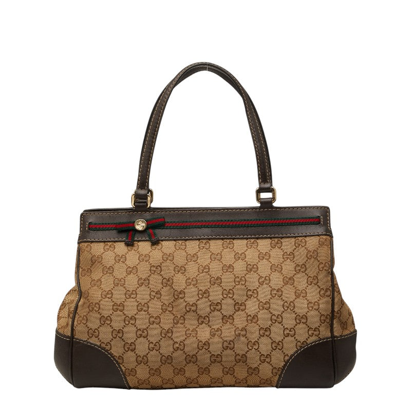 グッチ GGキャンバス リボン メイフェア ハンドバッグ トートバッグ 257063 ベージュ レザー キャンバス レディース GUCCI 【中古】