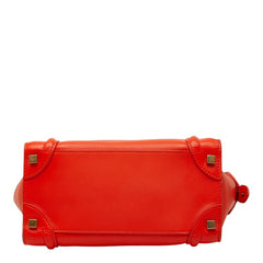 セリーヌ ラゲージ マイクロショッパー ハンドバッグ Luggage micro shopper オレンジ レザー レディース CELINE 【中古】