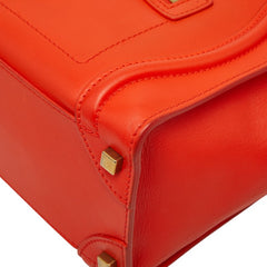 セリーヌ ラゲージ マイクロショッパー ハンドバッグ Luggage micro shopper オレンジ レザー レディース CELINE 【中古】