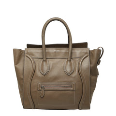 セリーヌ ラゲージ ミニショッパー ハンドバッグ トートバッグ グレージュ レザー レディース CELINE 【中古】