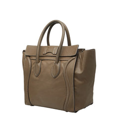 セリーヌ ラゲージ ミニショッパー ハンドバッグ トートバッグ グレージュ レザー レディース CELINE 【中古】