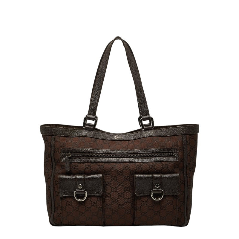 グッチ GGナイロン アビー ハンドバッグ トートバッグ 268639 ブラウン ナイロン レザー レディース GUCCI 【中古】