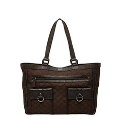 グッチ GGナイロン アビー ハンドバッグ トートバッグ 268639 ブラウン ナイロン レザー レディース GUCCI 【中古】