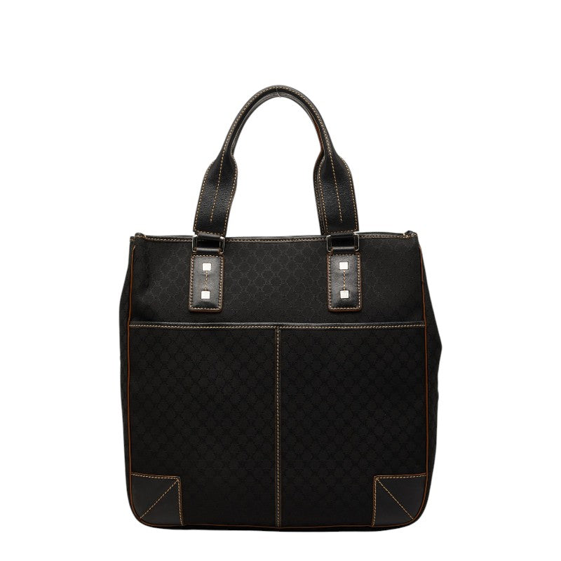セリーヌ マカダム ハンドバッグ ブラック キャンバス レザー レディース CELINE 【中古】