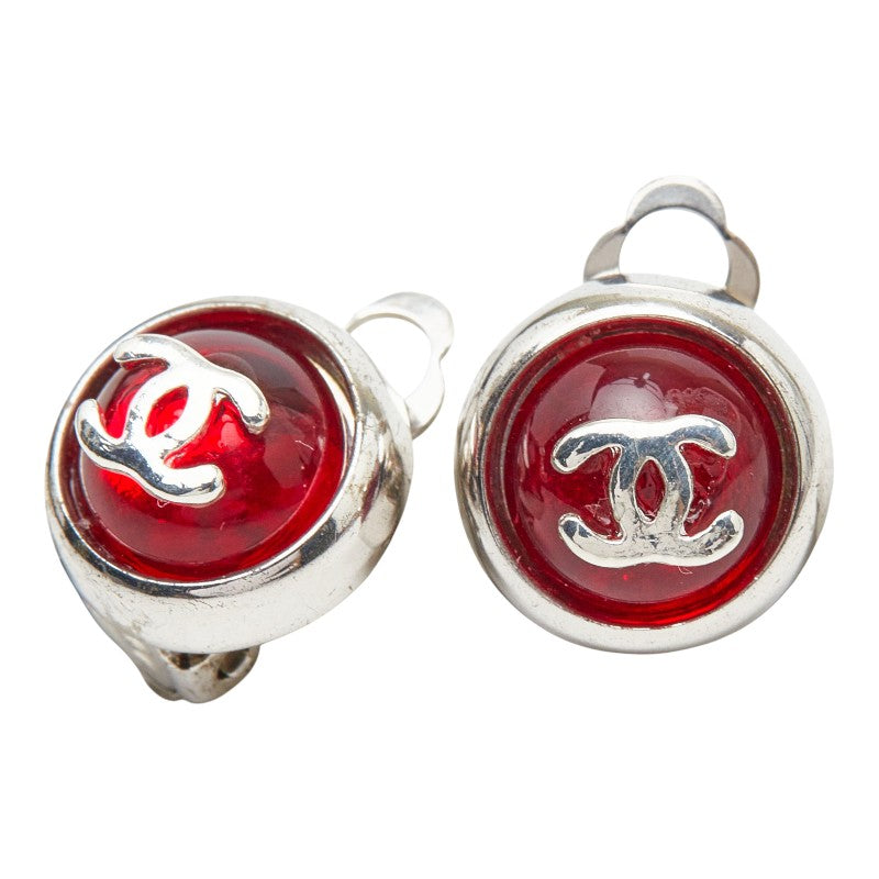 シャネル ココマーク ラウンド イヤリング シルバー レッド メタル レディース CHANEL 【中古】