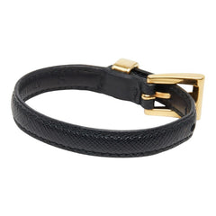 プラダ ブレスレット サイズS 1IB030 ブラック メッキ サフィアーノレザー レディース PRADA 【中古】