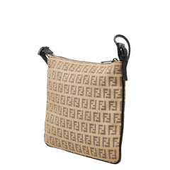 フェンディ ズッキーノ 斜め掛け ショルダーバッグ 8BT047 ベージュ キャンバス レザー レディース FENDI 【中古】