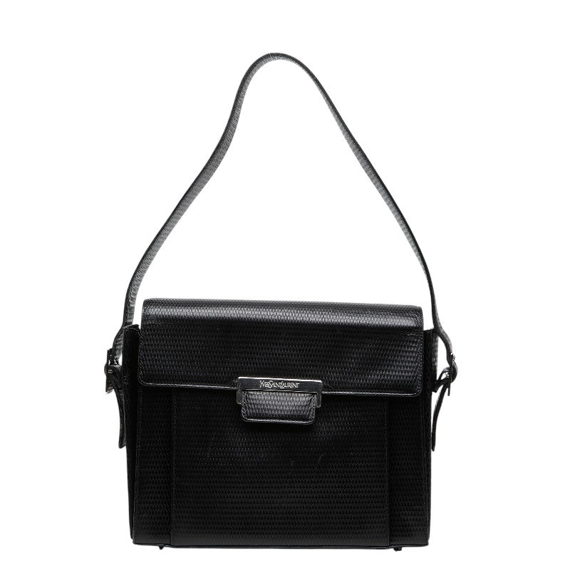 サンローラン 型押し ワンショルダーバッグ ブラック レザー レディース SAINT LAURENT 【中古】